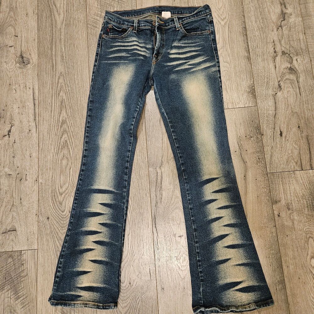 Y2K Vintage Just USA Distressed Flared Jeans Woman Size 13 Made in USA